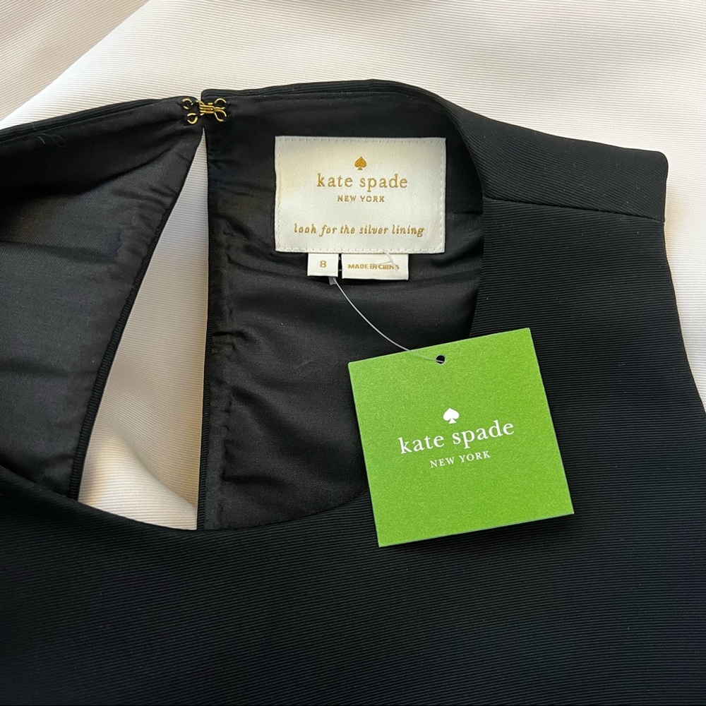 Kate Spade Black White SATIN FAILLE Bow Dress NWT B4/4 - Picture 10 of 15
